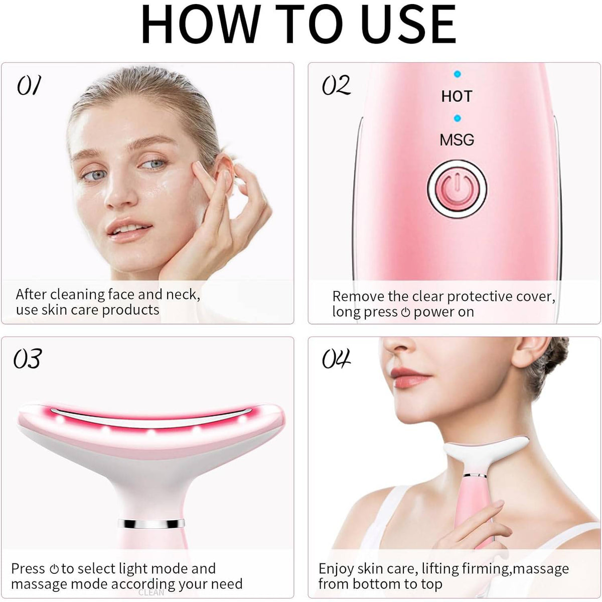 Skin Care Neck Face Massage Tool With Thermals, 3-in-1 Facial Massager