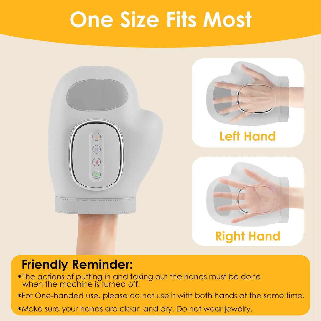 1Pc Hand Massager With Heat Compression Cordless Hand Massager For Arthritis Carpal Tunnel With 3 Modes 3 Heat Levels 5 Intensity Levels Disposable Gloves Finger Massager Carry Bag