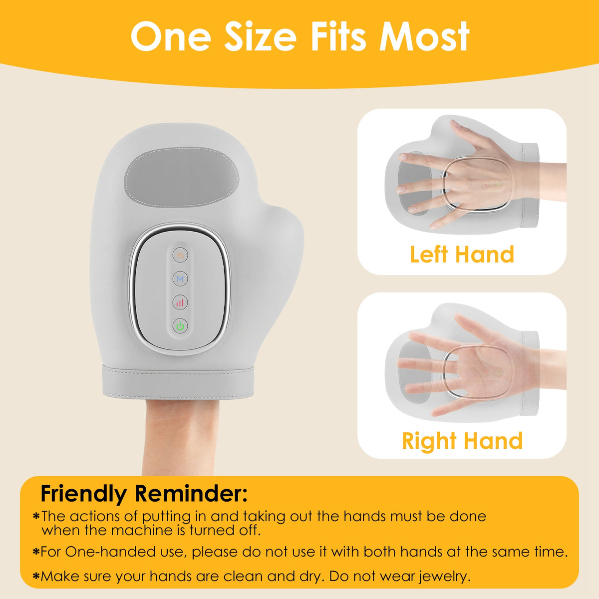 1Pc Hand Massager With Heat Compression Cordless Hand Massager For Arthritis Carpal Tunnel With 3 Modes 3 Heat Levels 5 Intensity Levels Disposable Gloves Finger Massager Carry Bag